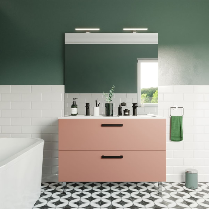 Meuble salle de bain double vasque 2 tiroirs - CHELSEA
