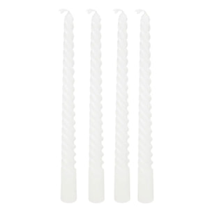 4 bougie-bâtons "Twist many" blanc 180g