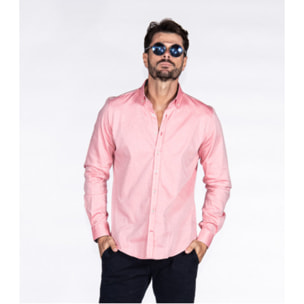 camicia uomo 1 bottone button down slim Oxford Strech Unito Rosso
