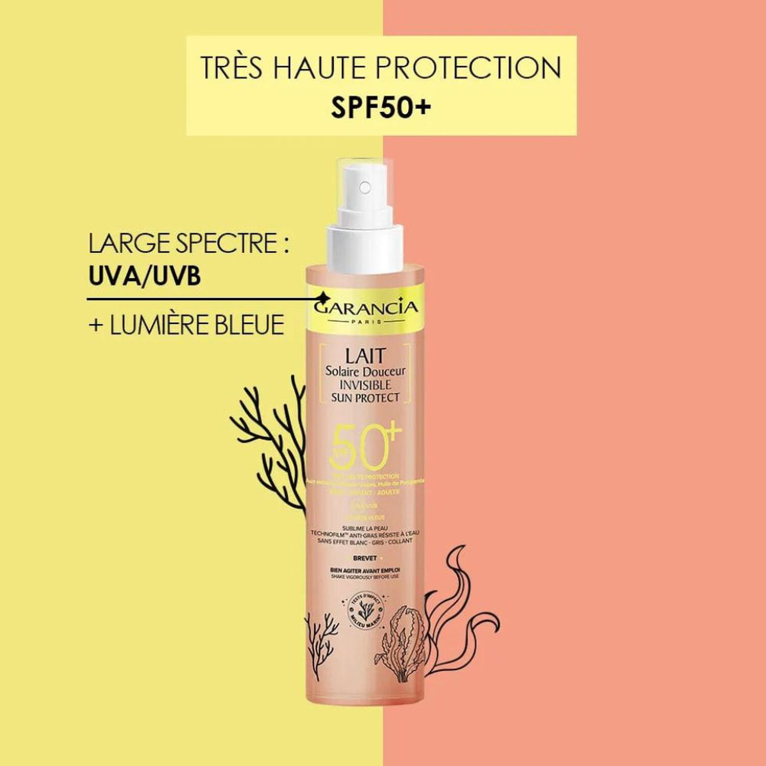 Sun Protect Lait Solaire Douceur Invisible - Lait Solaire Très Haute Protection Spf50+ 150 ml