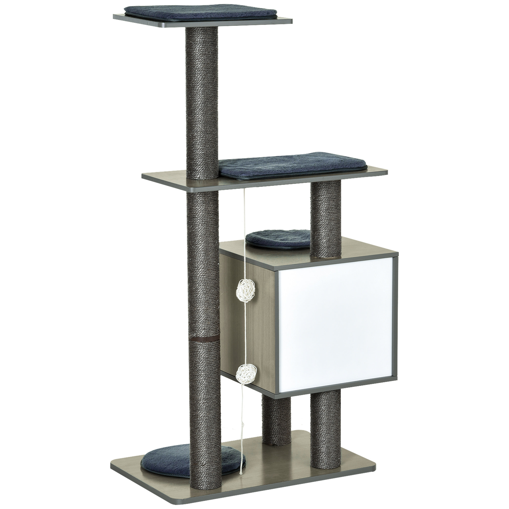 Arbre à chats design contemporain beige hêtre gris