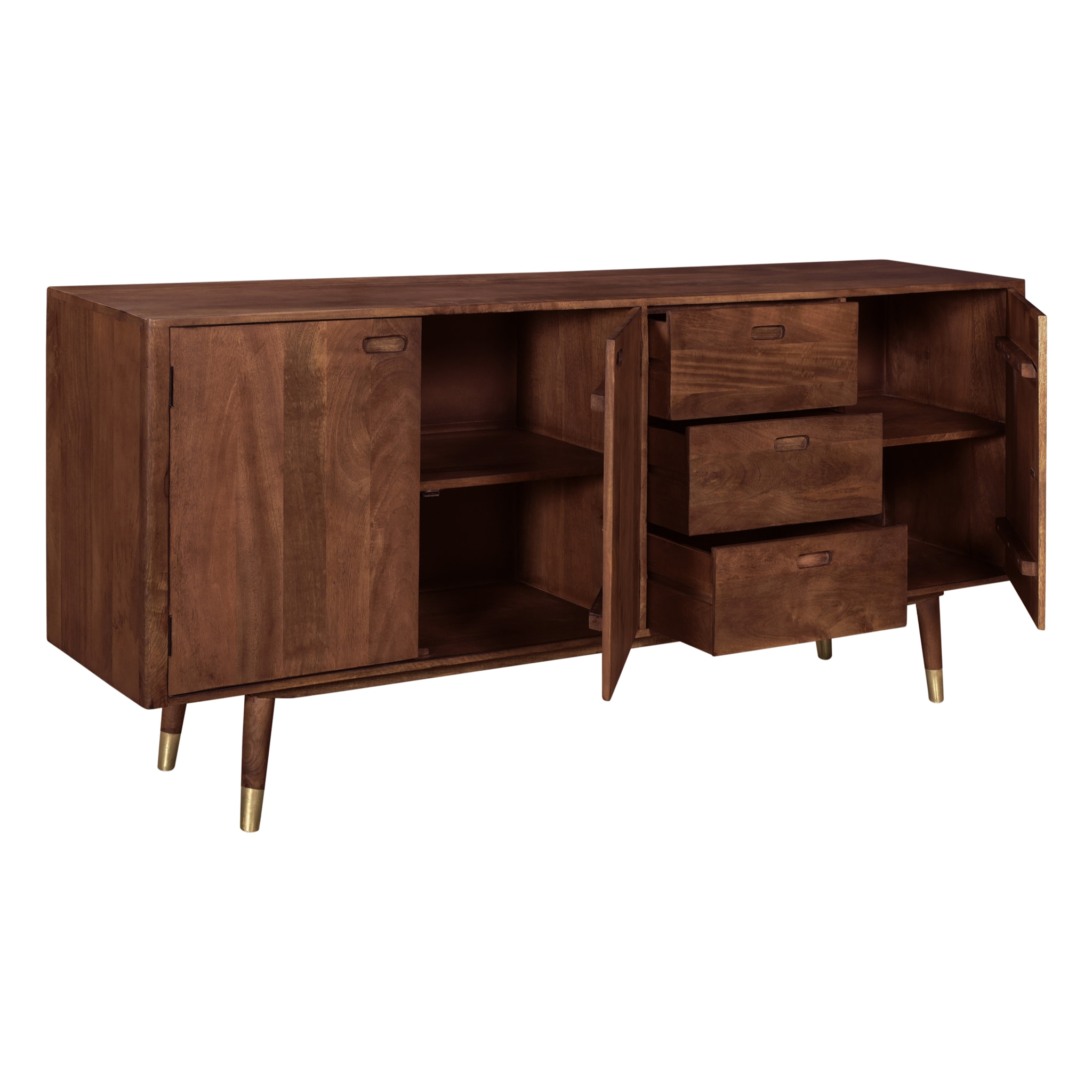 Buffet en bois massif 3 portes 3 tiroirs et détails dorés - Colombo