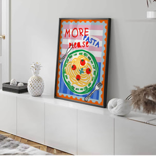 Affiche encadrée more pasta please Affiche + cadre en métal - Noir