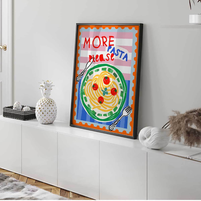Affiche encadrée more pasta please Affiche + cadre en métal - Noir