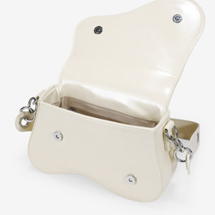 Bolso de hombro beige con solapa