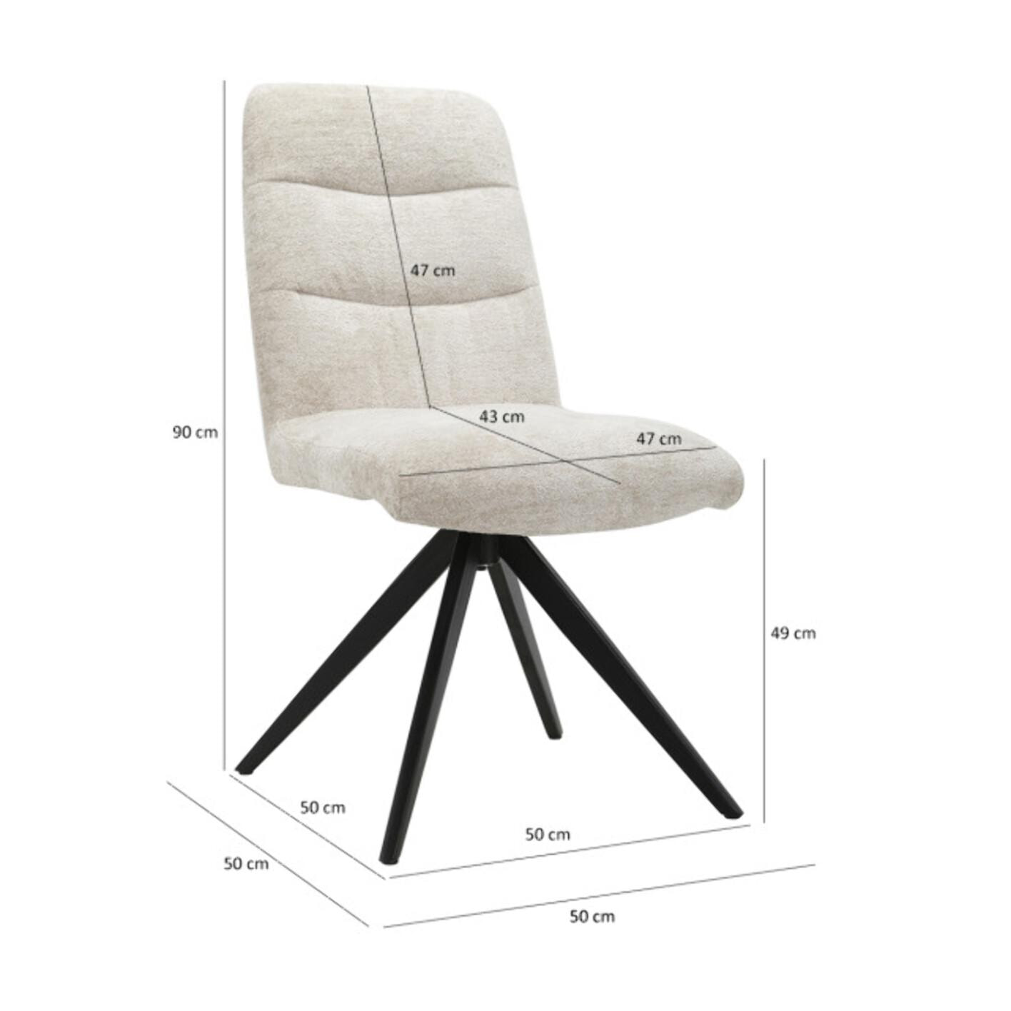 Chaise rotative 360° capitonnée en tissu et pieds métal - 3 coloris - LILA