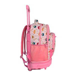 Carrello Fisso Compatto Doppio Corpo Grande Capacità Blin Blin Sushi. Schienale e spallacci regolabili e imbottiti. Con accessorio pom pom.