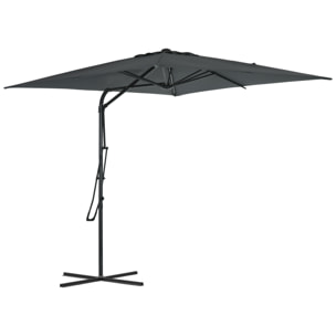 Parasol déporté carré dim. 2,5 x 2,5 m piètement inclus métal époxy polyester haute densité anthracite