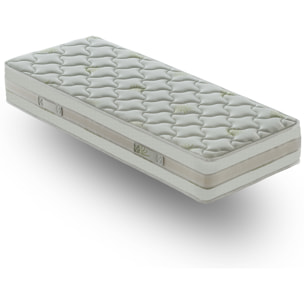 Materasso 90x190 in Memory Foam - 5 cm memory foam - Alto 25 cm - 9 Zone di Comfort - Rivestimento Aloe Vera