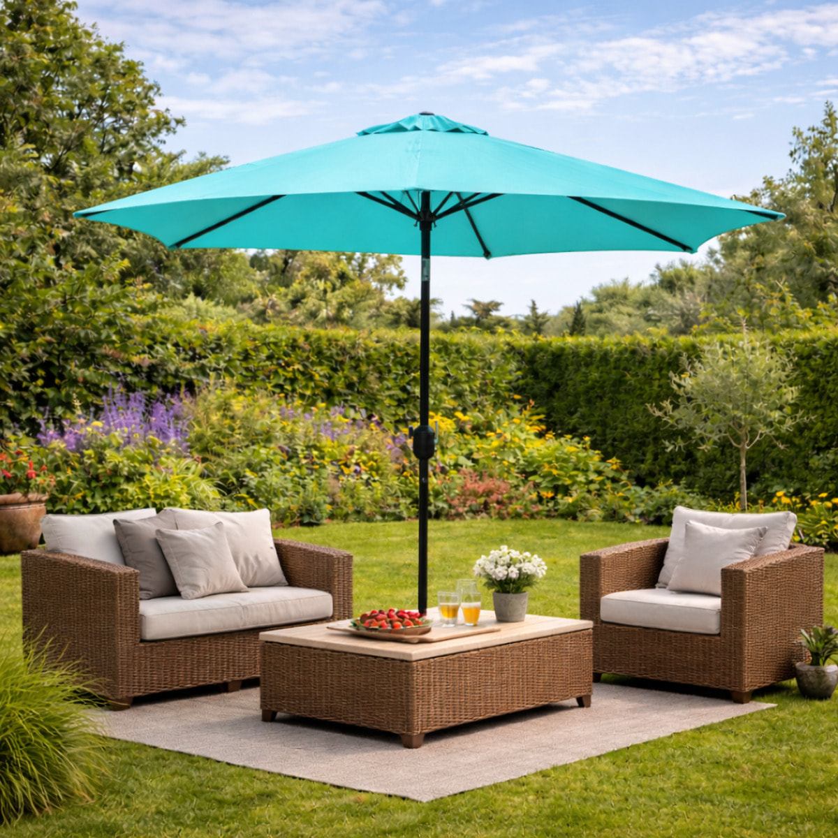 Parasol  bleu  rond 2,5 x 2,5 m EMMA