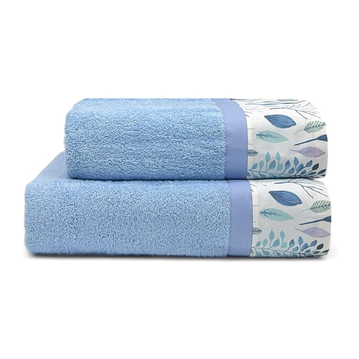 Set Spugna CORALLO 2 Pezzi: Viso+Ospite - Azzurro - 450 gr/m² - Puro Cotone
