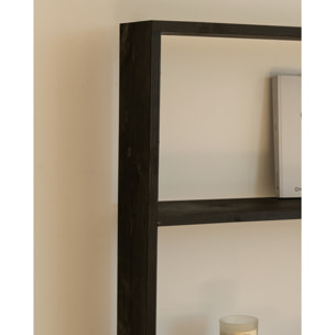 Estantería de madera maciza tono negro con 4 estantes Alto: 182 Largo: 80 Ancho: 20