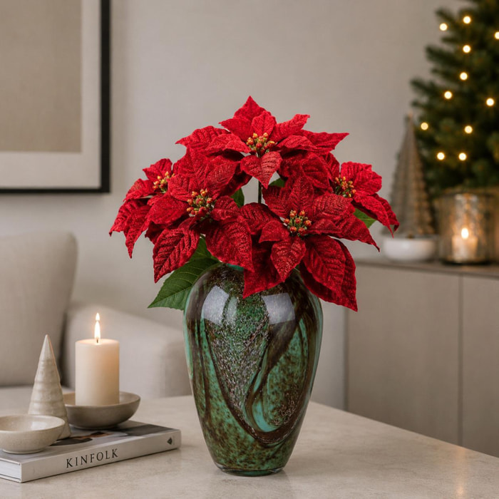 Stella natale velluto - Pezzi 12 - ROSSO - Bianchi Dino SpA