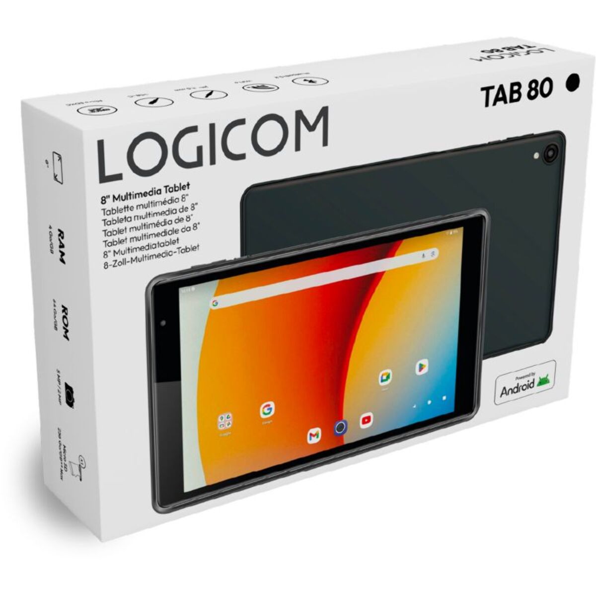 Tablette Android LOGICOM Tab 80 Noir 64Go
