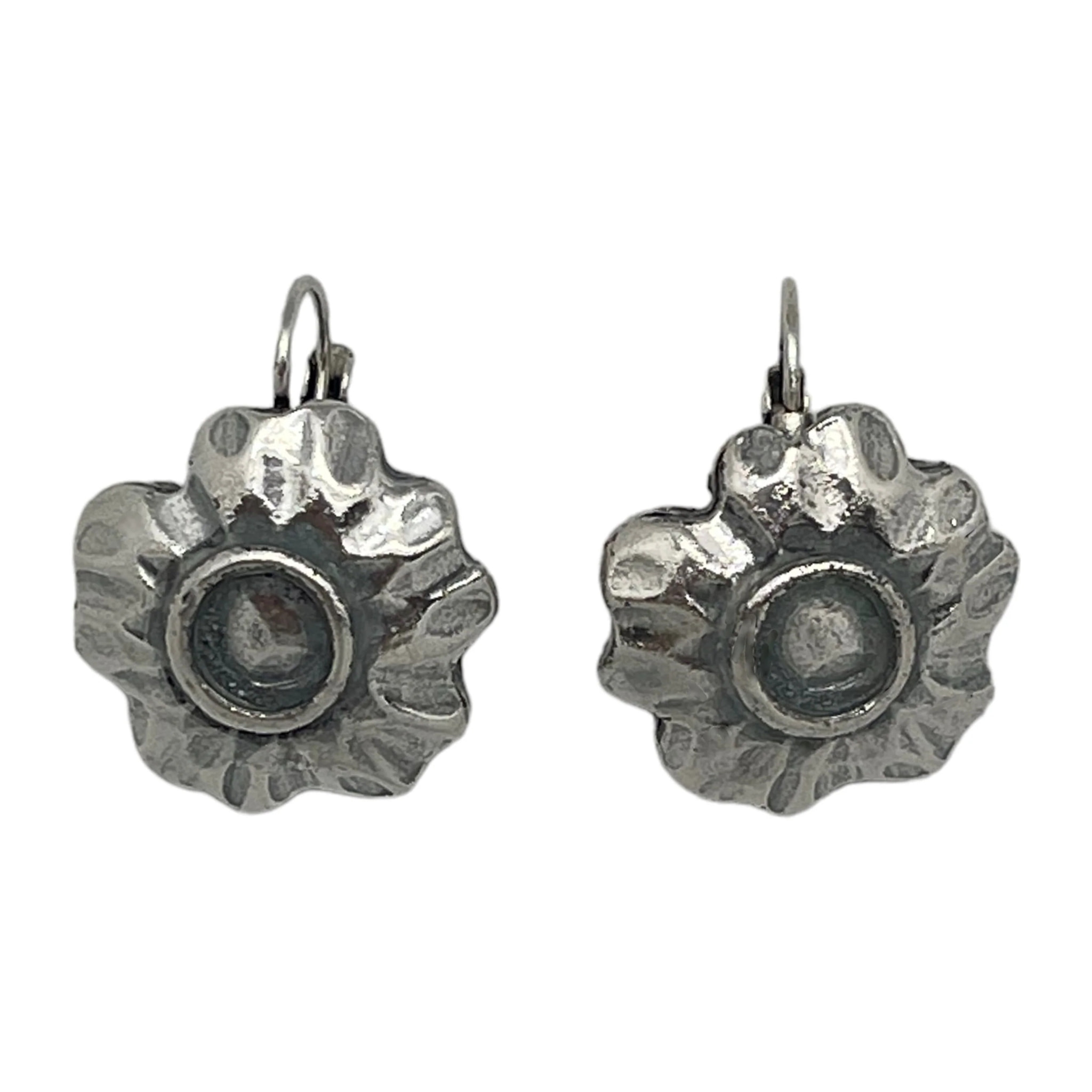 Pendiente dormilona flor girasol en plata chapado