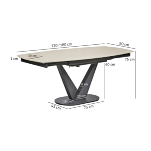 Table extensible ovale 120/180 en céramique effet bois - VESSEL