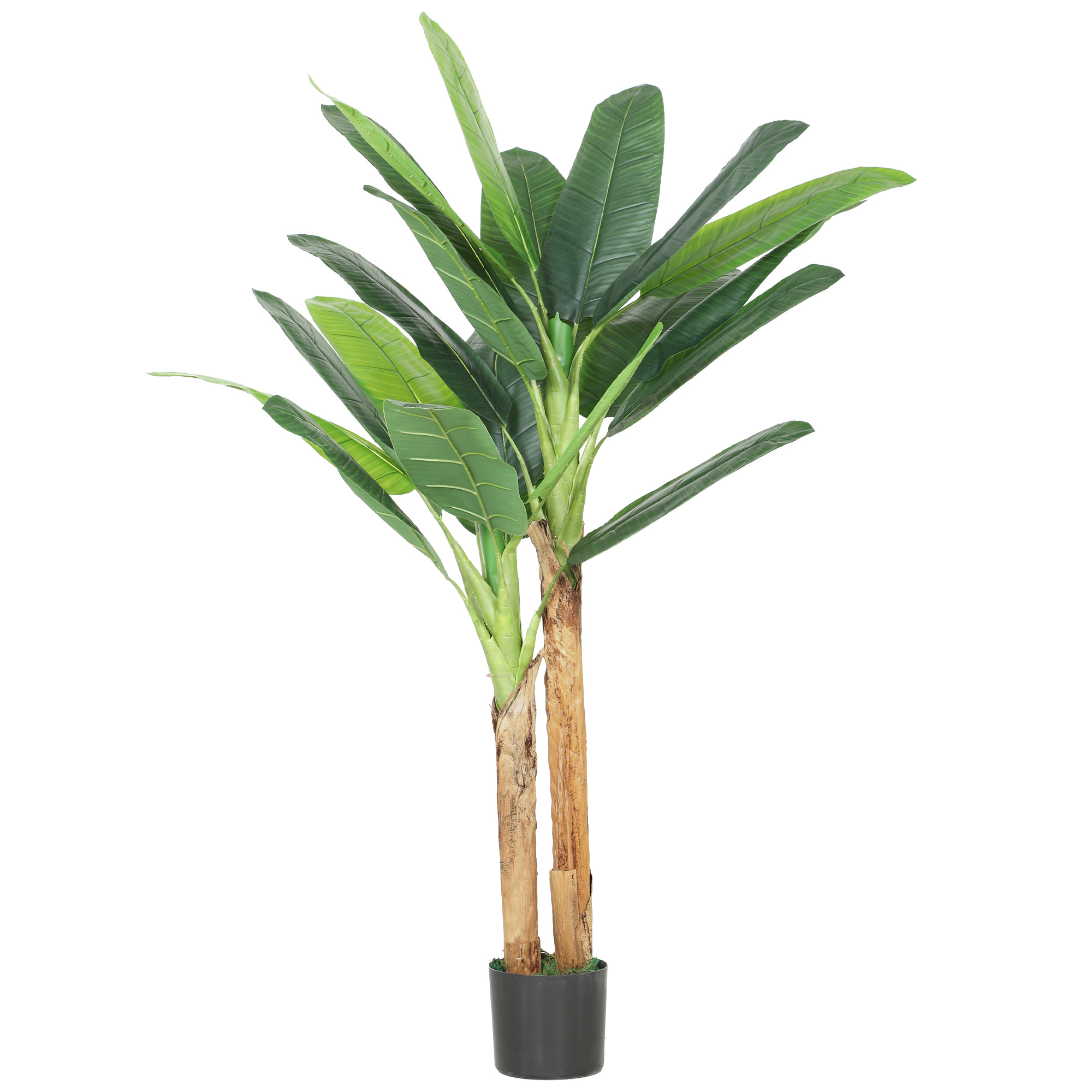 Árbol de Plátano Artificial 150 cm, Planta Artificial Decorativa con Maceta y 2 Troncos, para Decoración del Interior, Hogar, Oficina, Salón, Verde