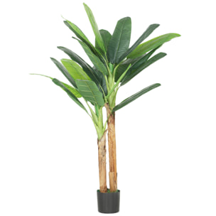 Árbol de Plátano Artificial 150 cm, Planta Artificial Decorativa con Maceta y 2 Troncos, para Decoración del Interior, Hogar, Oficina, Salón, Verde