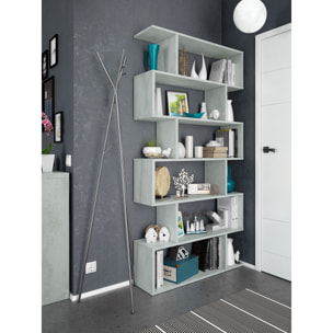 Libreria da Terra Con Mensole Zig Zag Friburgo Plus 192 x 80 x 25 Cm Grigio Cemento
