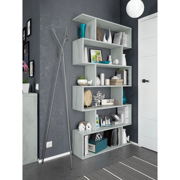 Libreria da Terra Con Mensole Zig Zag Friburgo Plus 192 x 80 x 25 Cm Grigio Cemento
