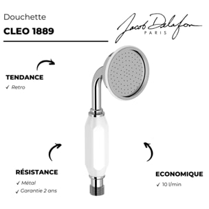 Pommeau de douche Cléo 1889 chrome + flexible