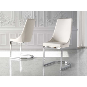 Set de 2 sillas – Polipiel blanca y estructura cromada