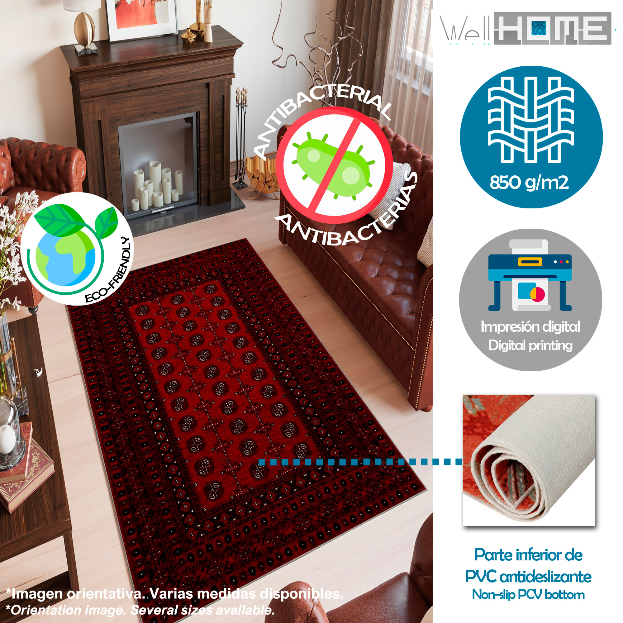 Alfombra de Poliester estampada 100 x 200cm