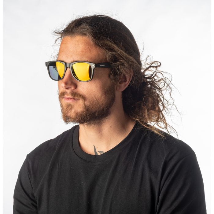 Gafas de sol OCEAN BEACH WAYFARER - Negro mate con iridio naranja