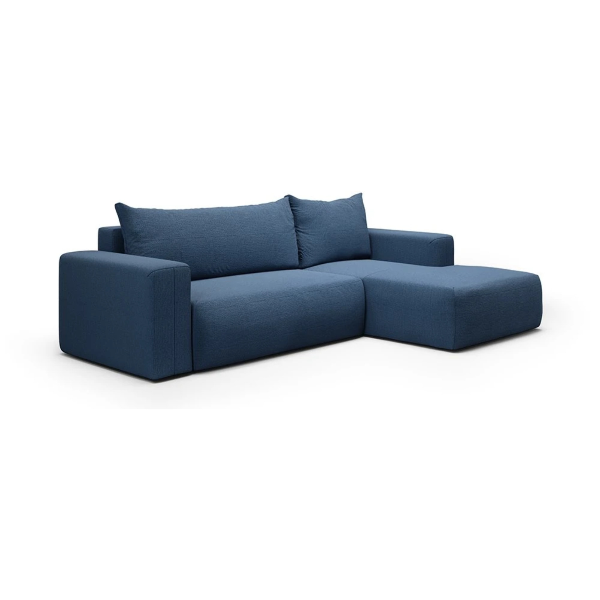 NALA - Canapé d'angle droit convertible 4 places en tissu bleu
