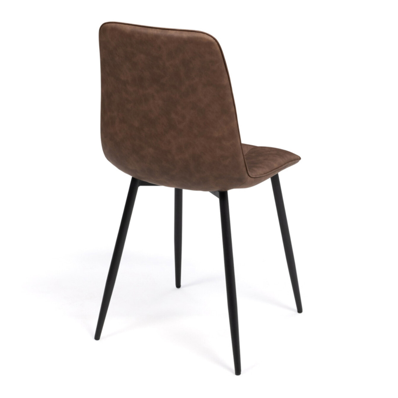 Chaises Linda imitation cuir marron et pieds métal noirs - lot de 4
