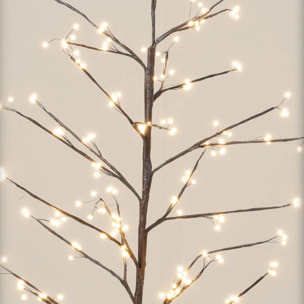 árbol con 240 luces led blanco cálido de 120cm de altura en color marrón