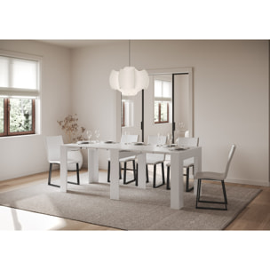 Console Extensible 90x25/211 cm Kiba Frêne Blanc rallonges internes