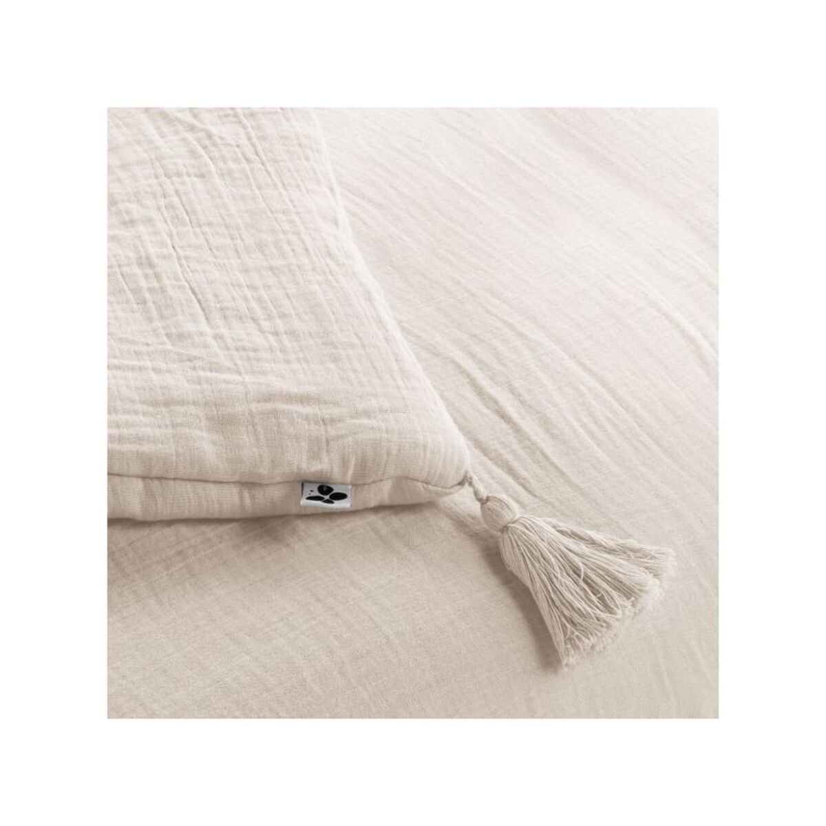 Édredon 150x150 cm en gaze de coton avec pompons - GAIA