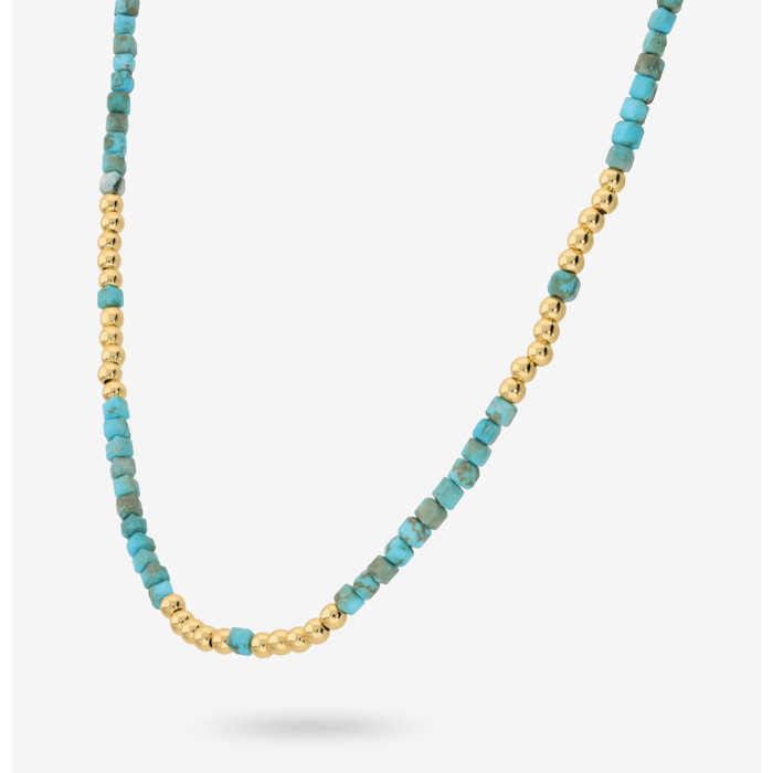 Collana Girocollo con Pietre Naturali Azzurre e Bead Lucide