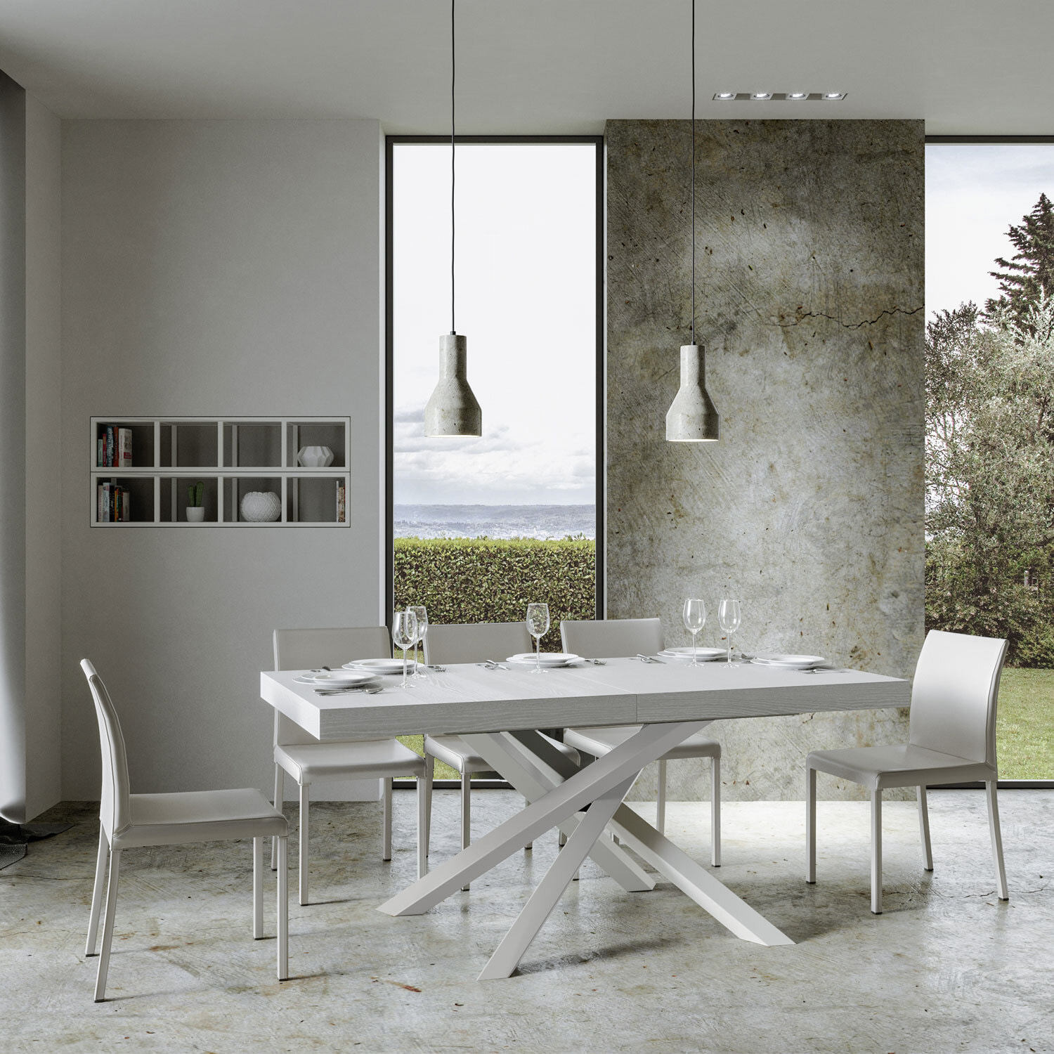 Tavolo allungabile 90x160/264 cm Volantis bianco frassino telaio bianco