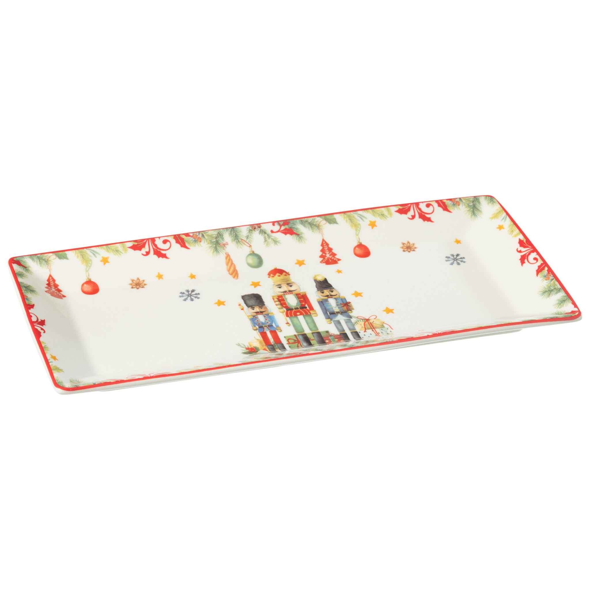 J-Line assiette Rectangle Casse-Noisette - céramique - blanc - boîte cadeau