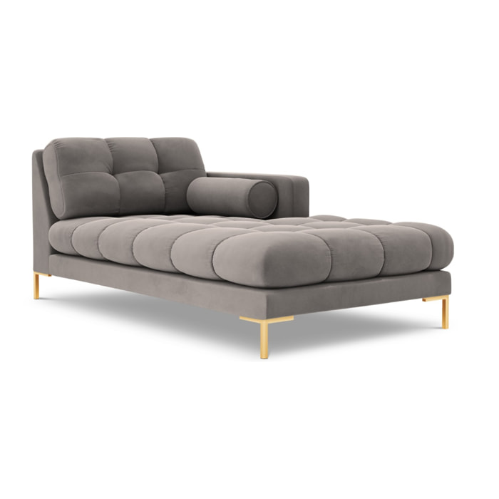 Méridienne droite "Bali" en velours gris clair
