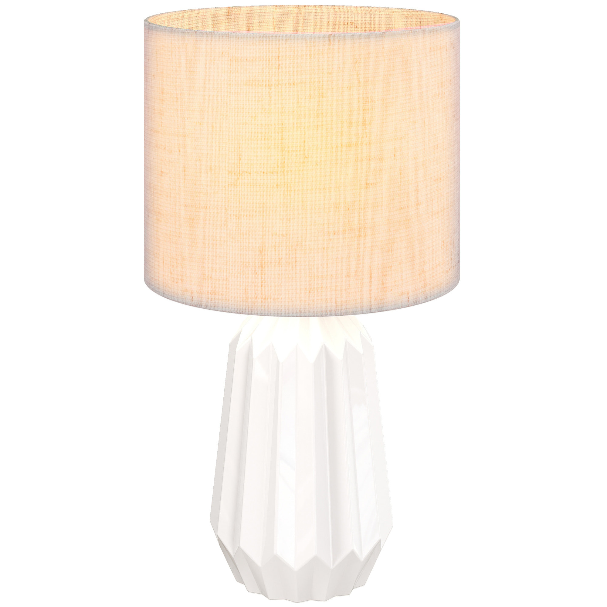 Lampe de table design néo-rétro céramique géométrique lin