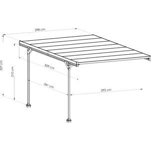 Carport adossé aluminium Trigano - Mistral Wall - 15 m²