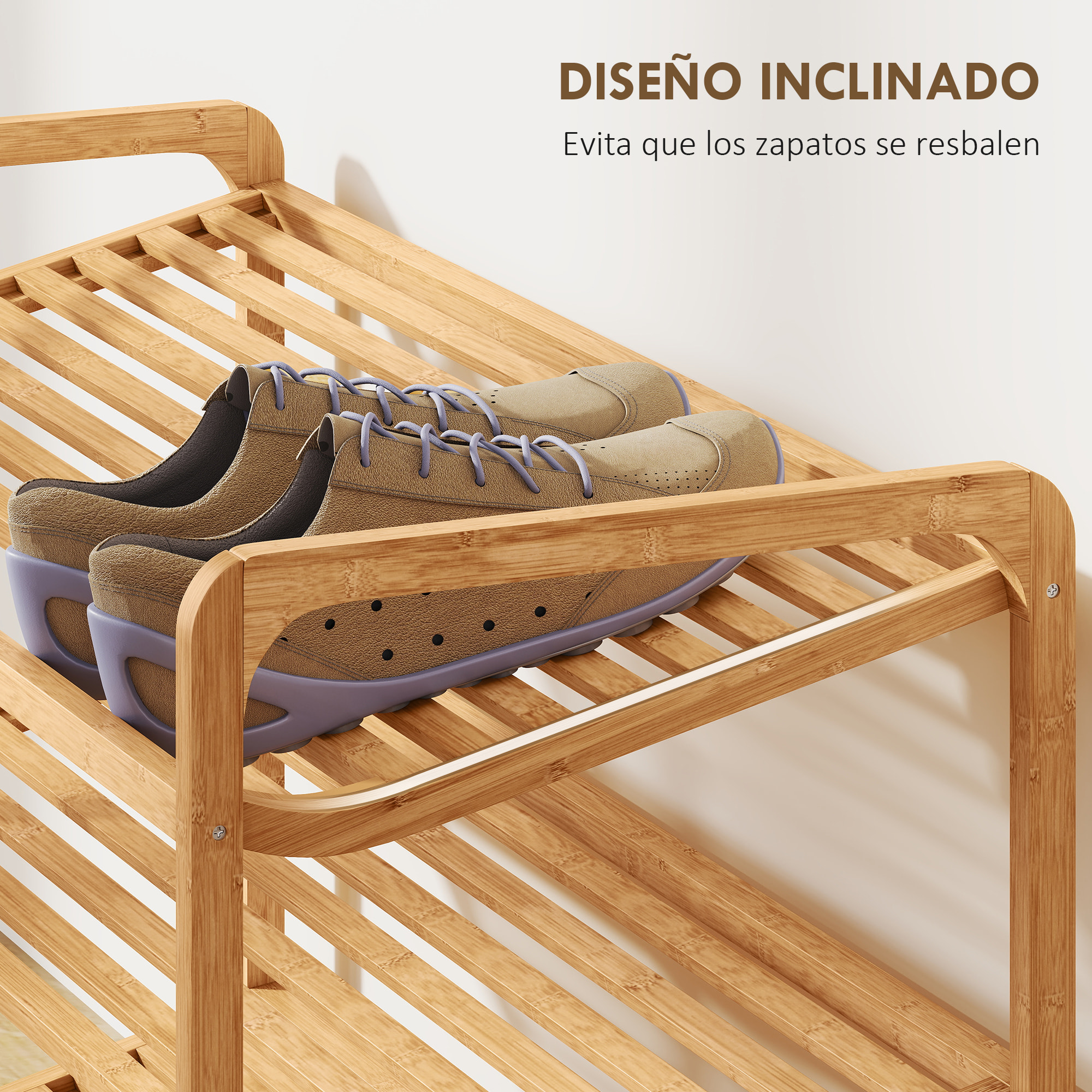 Zapatero de 3 Niveles Estantería para Zapatos de Bambú para 12 Pares de Zapatos Estantería para Entrada Pasillo Dormitorio 76x33x50,8 cm Natural