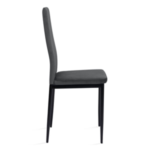 Chaises Jade en velours et pieds noirs - Gris anthracite