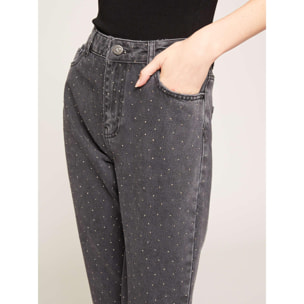 Motivi - Jeans regular con strass - Grigio