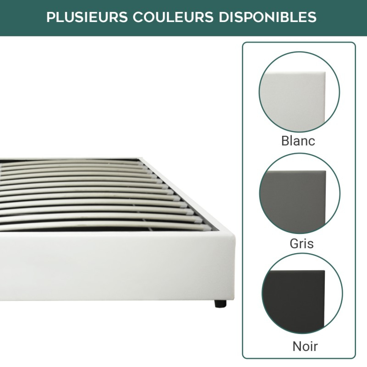 Lit coffre sommier relevable inventif gris | Ouverture à assistance électrique | Modele Futura Simili Cuir | Grande capacite de stockage