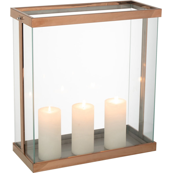 J-Line lanterne Rectangle Enma - fer/verre - cuivre - large