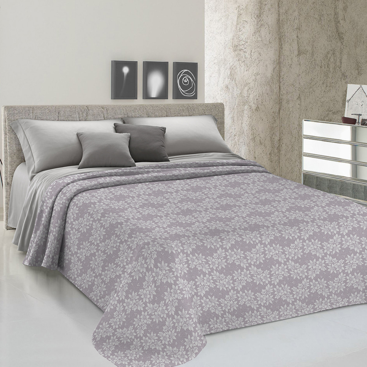 Copriletto di cotone Olivia beige