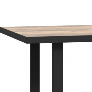 Table de repas fixe en bois effet chêne et noir style industriel L160cm - YAL