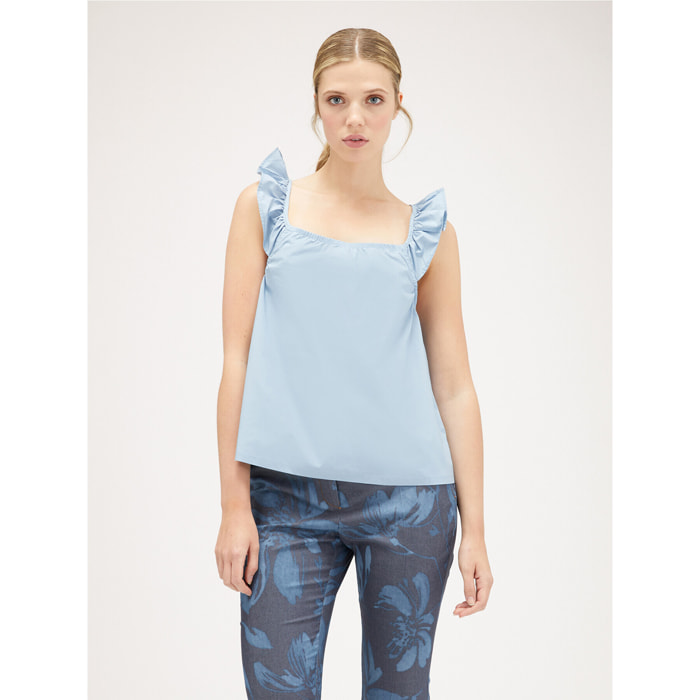 Motivi - Top con rouches - Azzurro