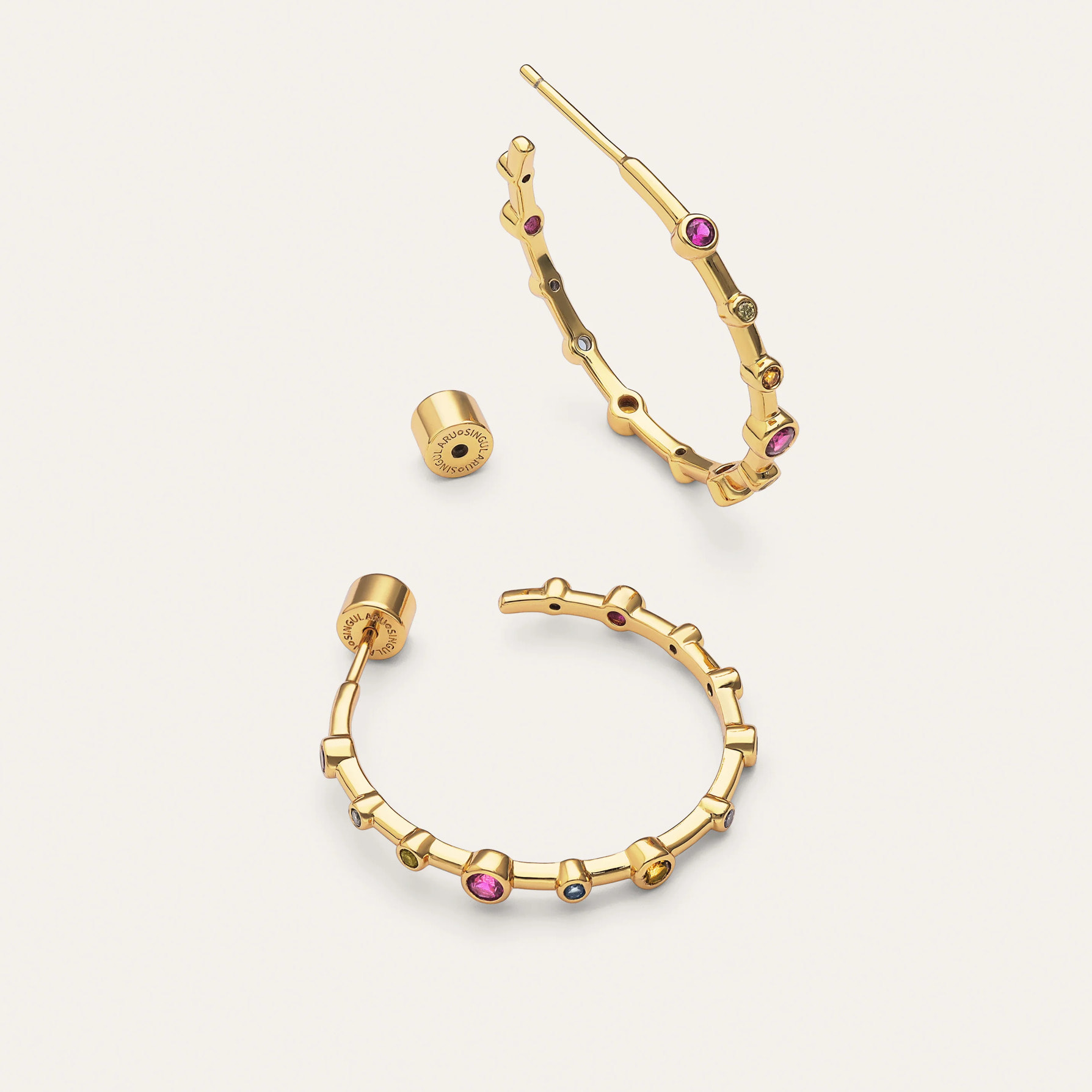 Pendientes Aro Rainbow Bubbles L Baño Oro