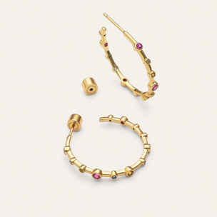 Pendientes Aro Rainbow Bubbles L Baño Oro