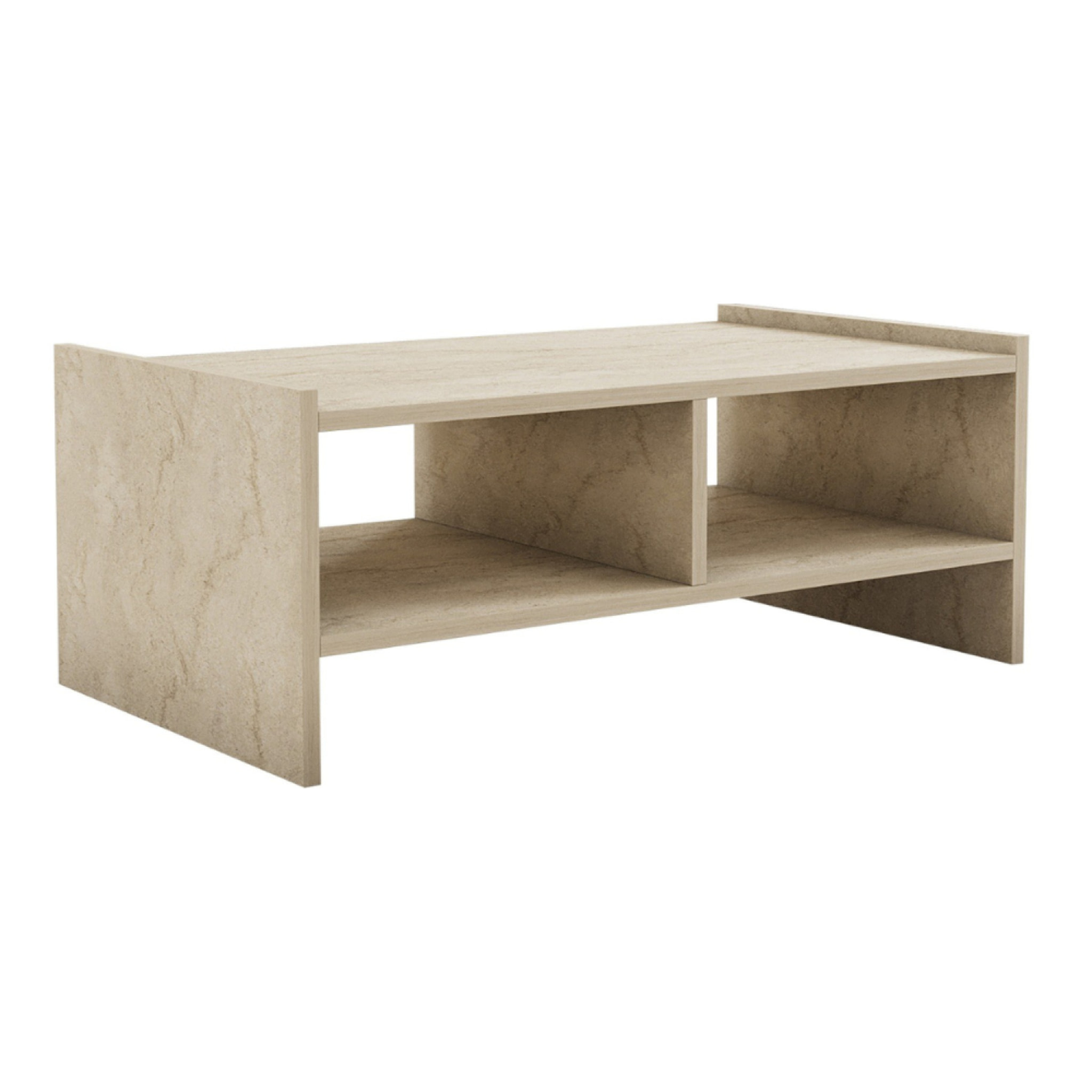 JUBA - Table basse en bois effet pierre - 2 niches